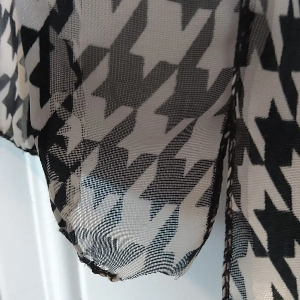 (3/$22) Black and white houndstooth print polyester scarf